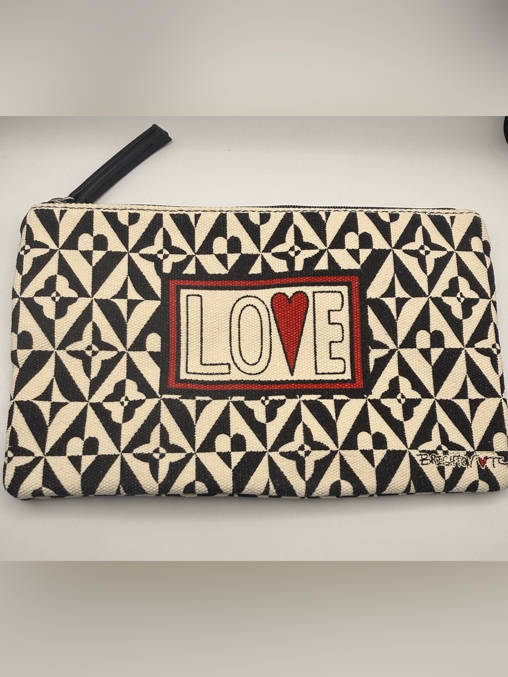 Brighton LOVE Canvas Zip Pouch Cosmetic Bag Makeup Travel Case NWOT